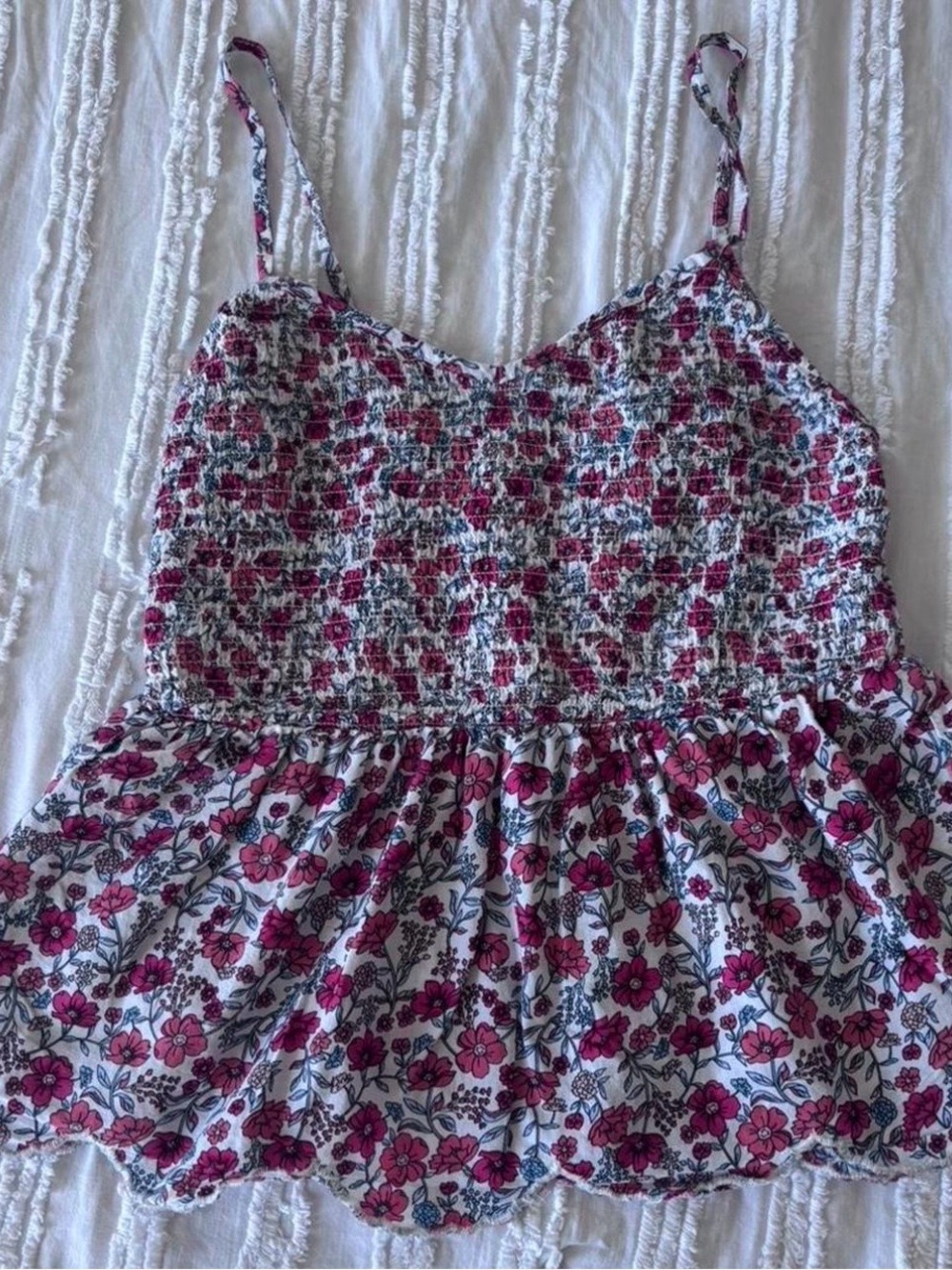 Coquette Floral Babydoll Tank Top Cottagecore Peplum Size Small